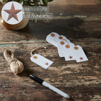 Faceted Barn Star Barnwood Paper Tag Barn Red 2.75x1.5 w/ Twine Set of 50 - The Fox Decor