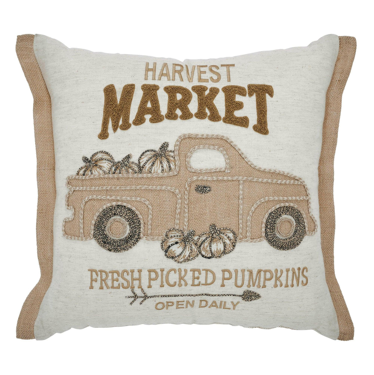 Harvest Market Fresh Picked Pumpkin Truck Pillow 18x18 - The Fox Decor