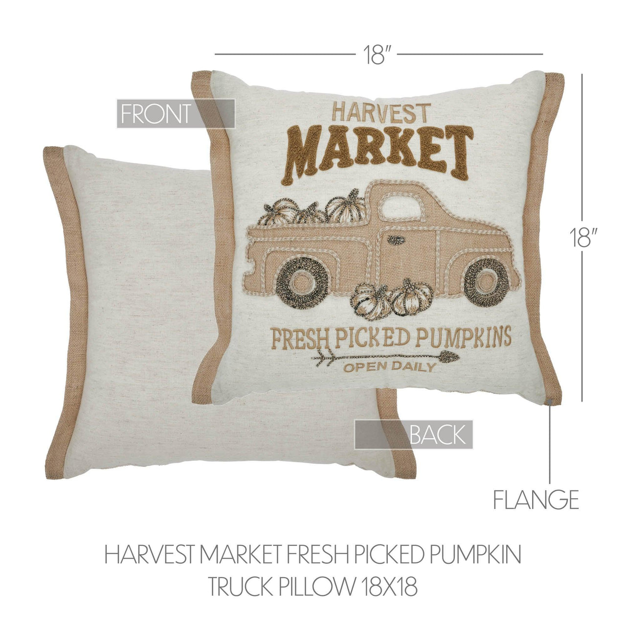 Harvest Market Fresh Picked Pumpkin Truck Pillow 18x18 - The Fox Decor