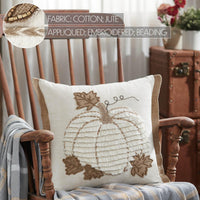 Embroidered Pumpkin Jute Flange Pillow 18x18 - The Fox Decor