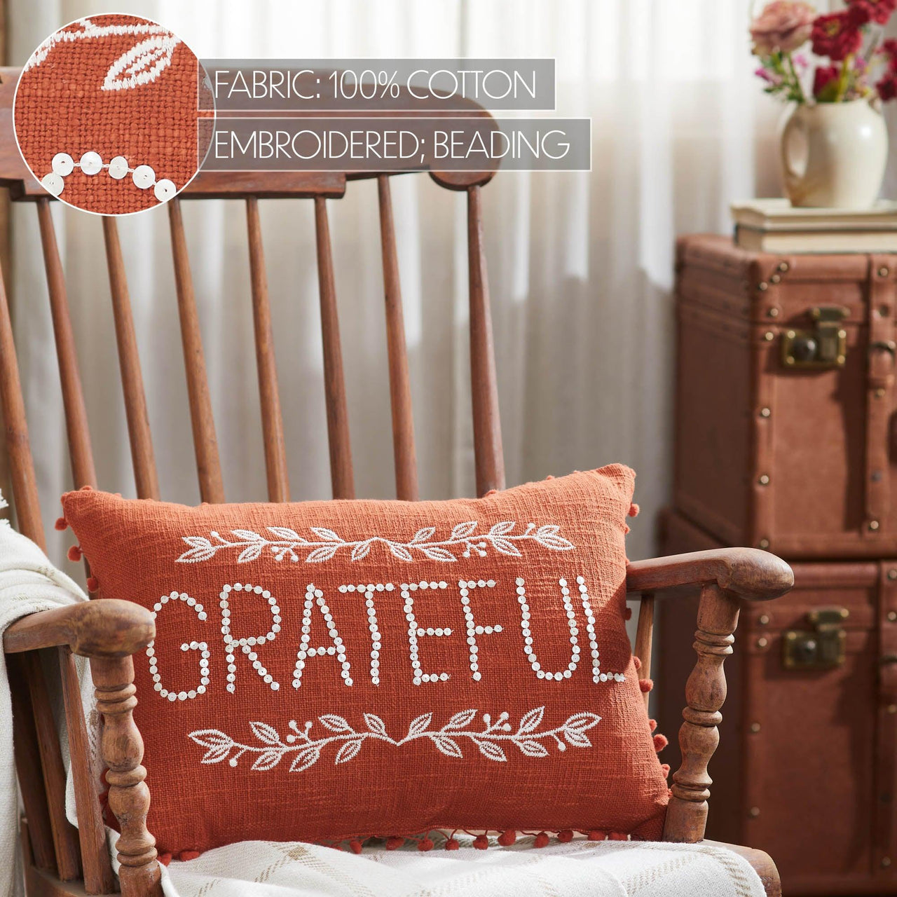 Grateful Pom Pom Pillow 14x20 - The Fox Decor
