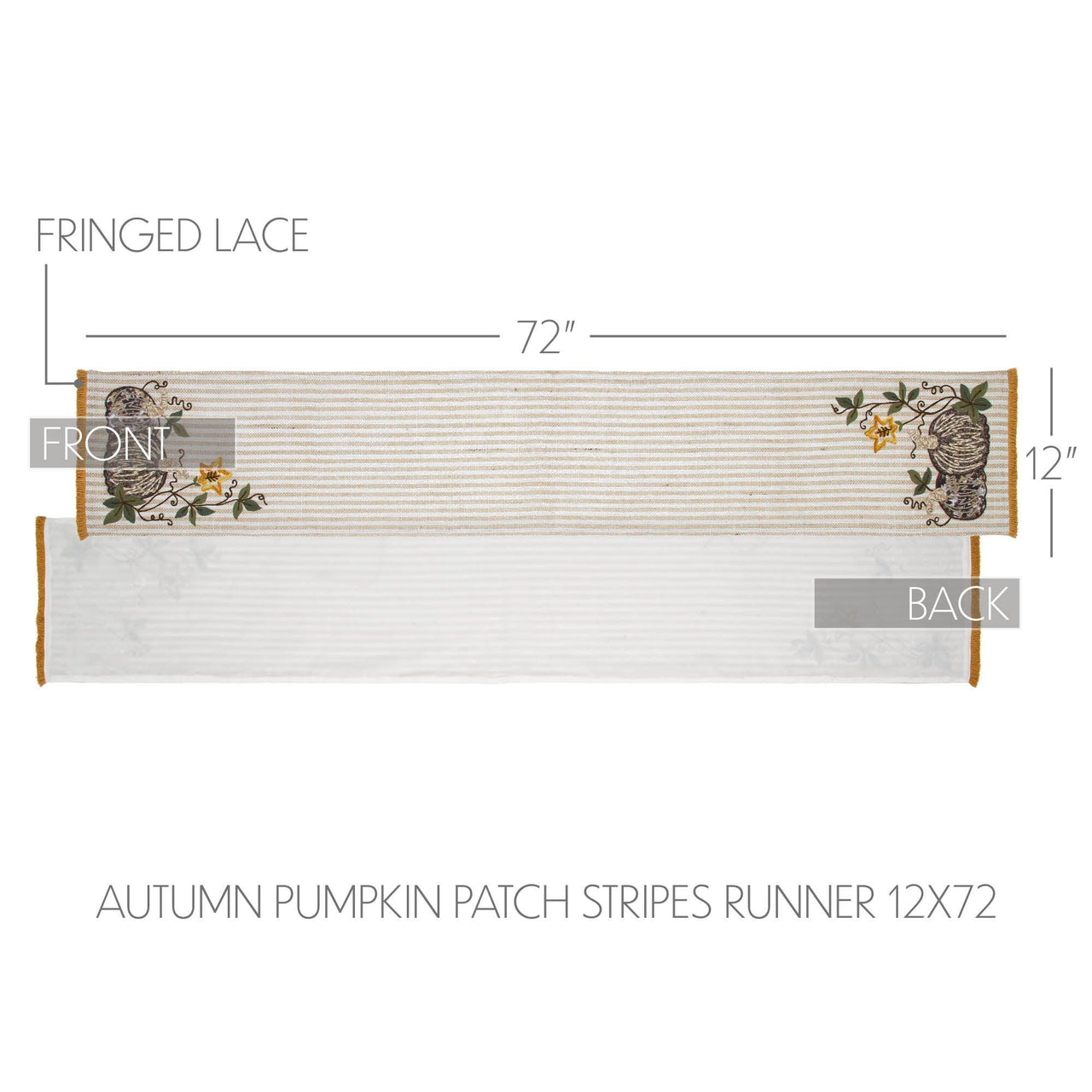 Autumn Pumpkin Patch Stripes Runner 12x72 VHC Brands - The Fox Decor