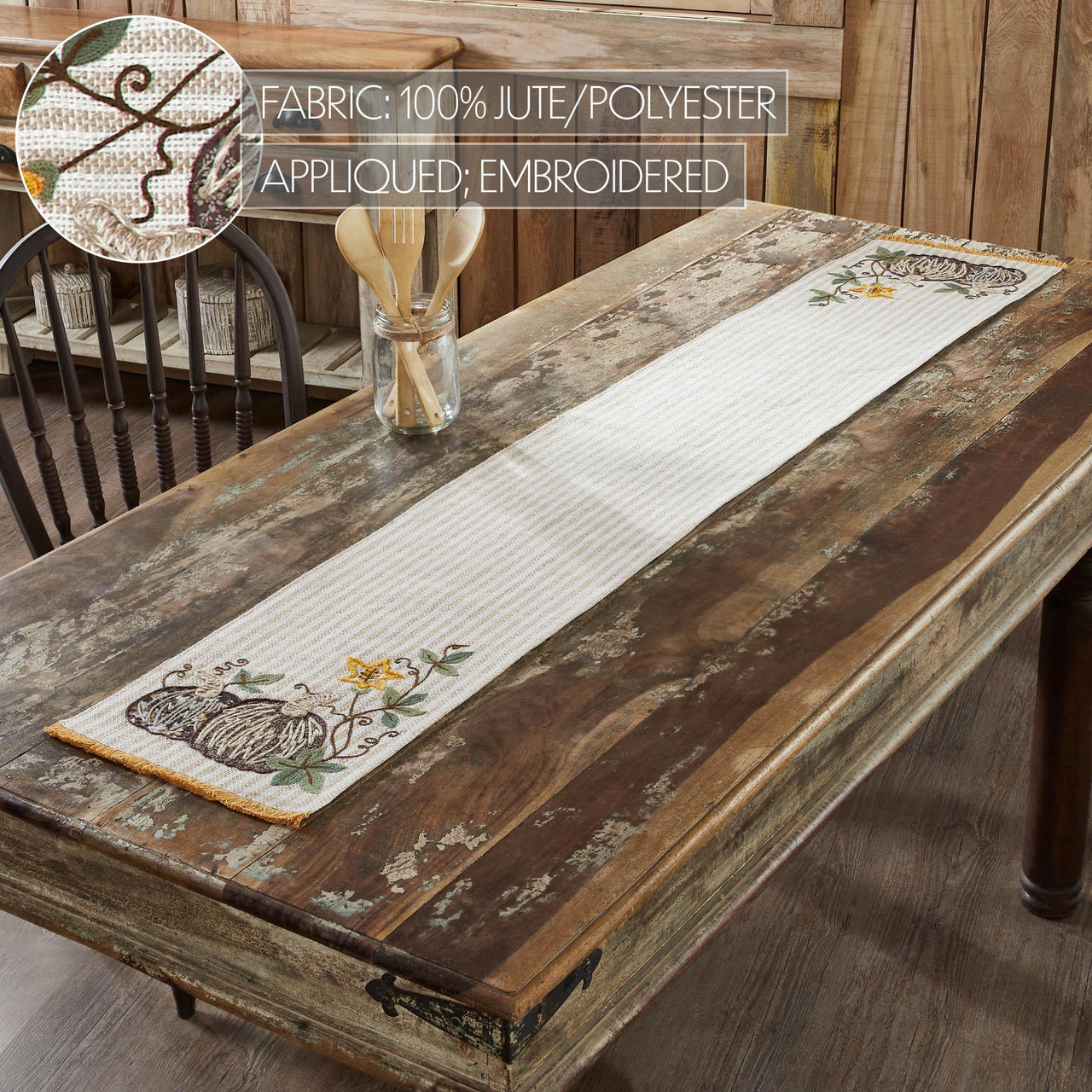 Autumn Pumpkin Patch Stripes Runner 12x72 VHC Brands - The Fox Decor