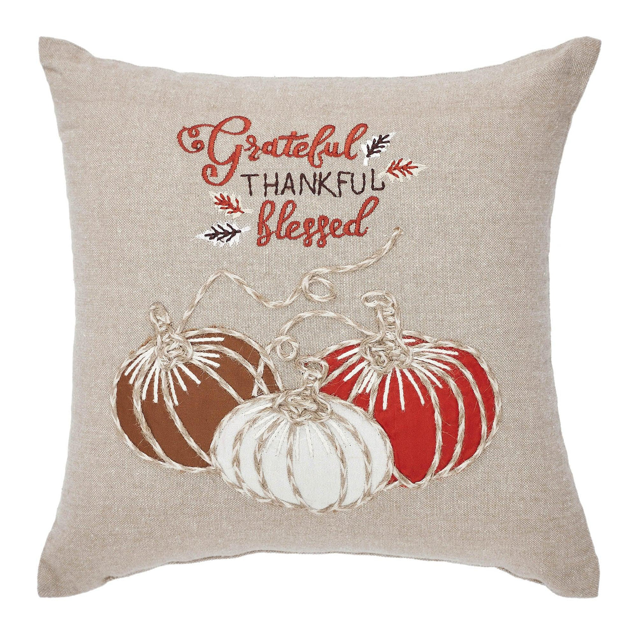 Grateful Thankful Blessed Pumpkins Pillow 12x12 - The Fox Decor