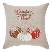 Grateful Thankful Blessed Pumpkins Pillow 12x12 - The Fox Decor