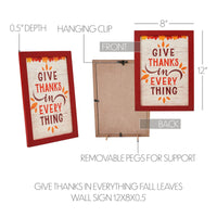 Give Thanks In Everything Fall Leaves Wall Sign 12x8 - The Fox Decor