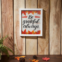 Be Grateful Always Fall Leaves Wall Sign 12x10 - The Fox Decor