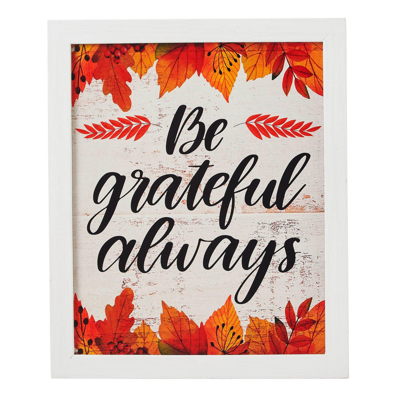 Be Grateful Always Fall Leaves Wall Sign 12x10 - The Fox Decor