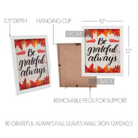 Be Grateful Always Fall Leaves Wall Sign 12x10 - The Fox Decor