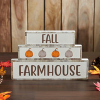 Fall Farmhouse Pumpkins Block Sign Set of 3 Sizes - The Fox Decor