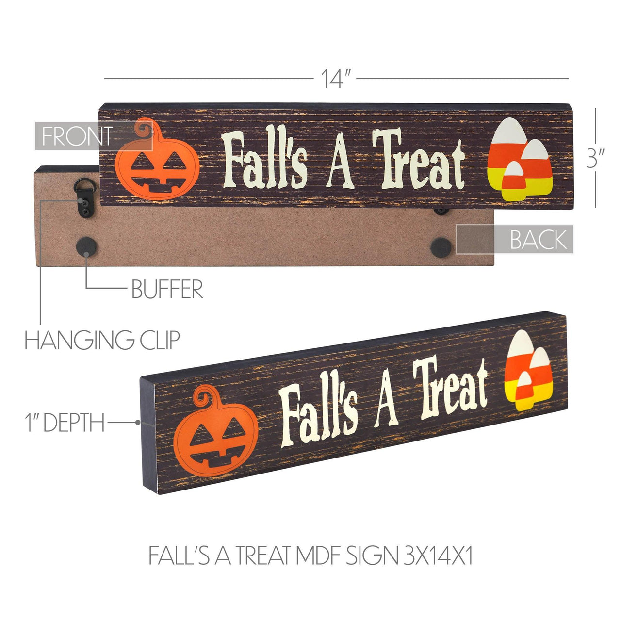 Fall's A Treat MDF Sign 3x14x1 - The Fox Decor