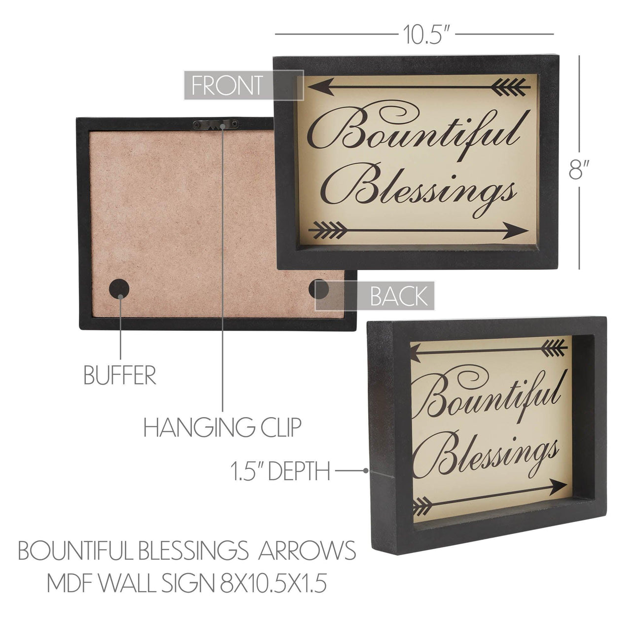Bountiful Blessings w/ Arrows MDF Wall Sign 8x10.5x1.5 - The Fox Decor