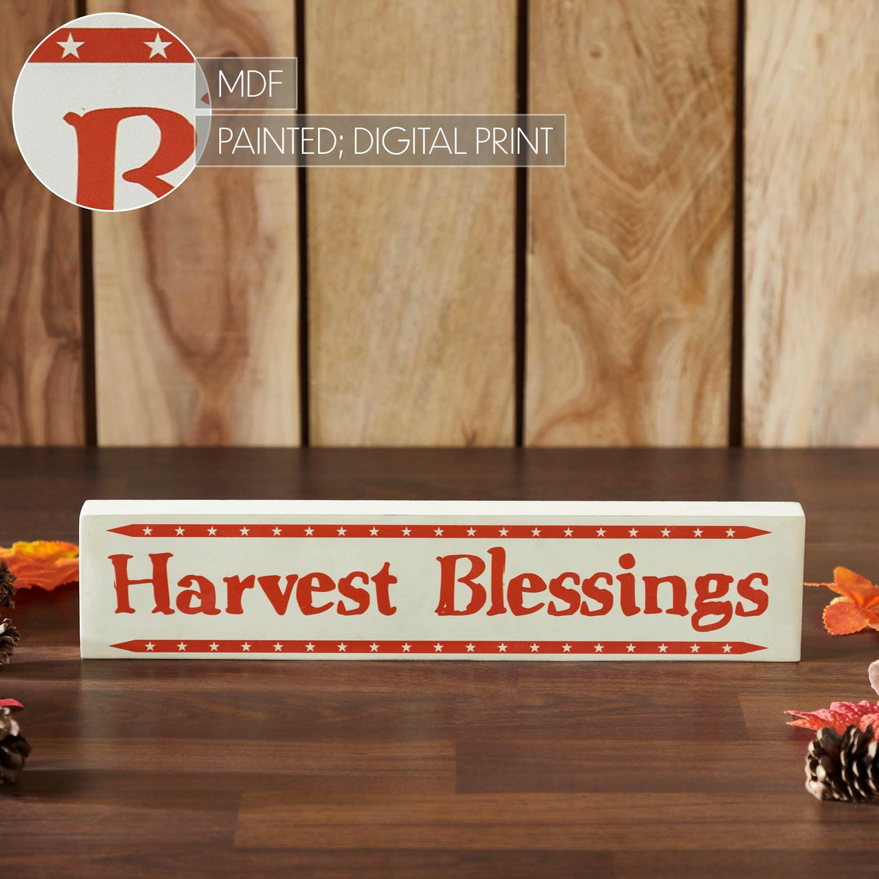 Harvest Blessings w/ Mini Stars MDF Sign 3x14x1 - The Fox Decor