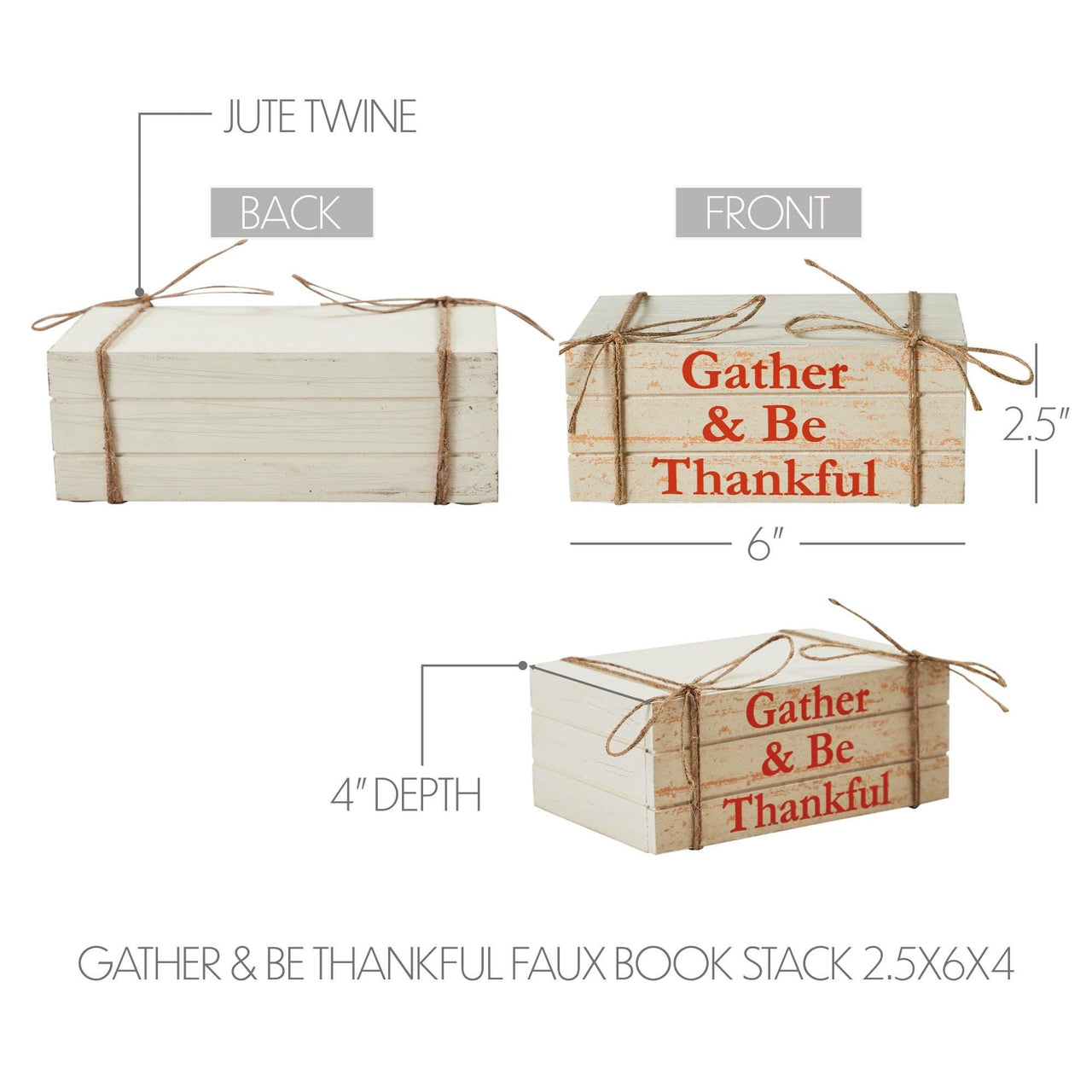 Gather & Be Thankful Faux Book Stack 2.5x6x4 - The Fox Decor