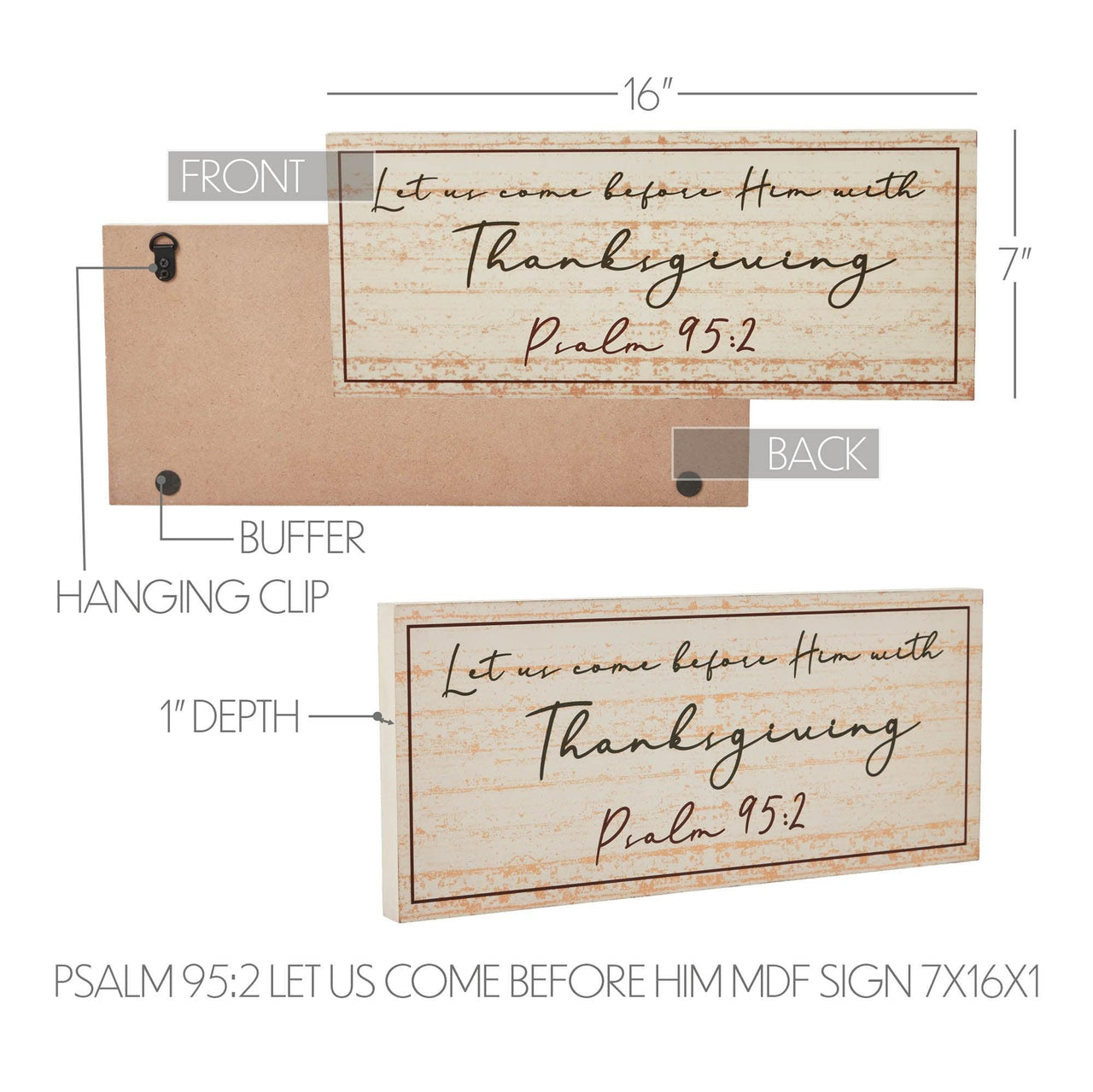 Psalm 95:2 Let Us Come Before Him MDF Sign 7x16 - The Fox Decor