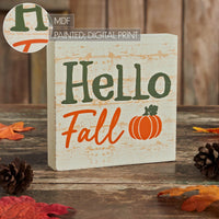 Hello Fall Pumpkin Cream Base MDF Sign 5x5 - The Fox Decor