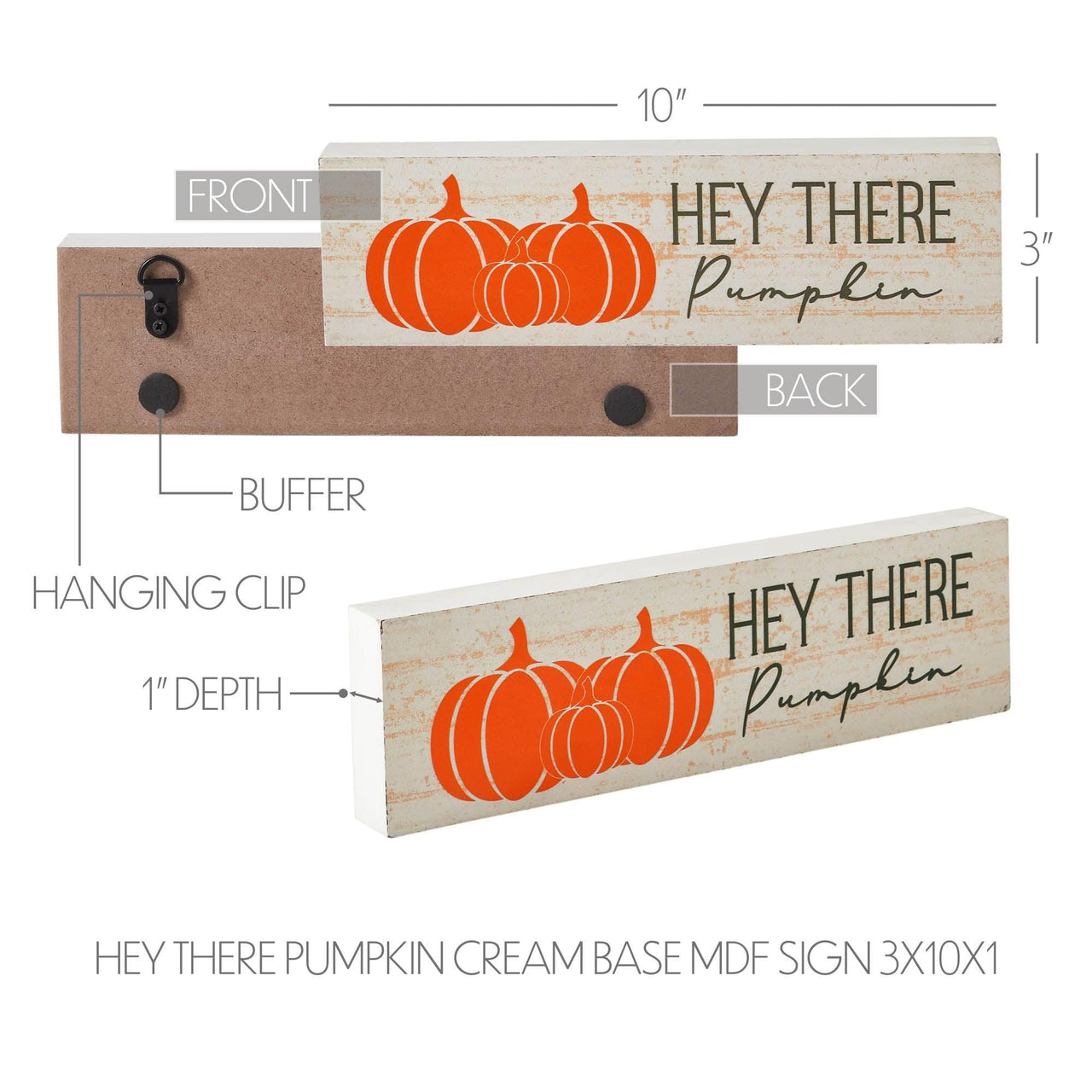 Hey There Pumpkin Cream Base MDF Sign 3x10 - The Fox Decor