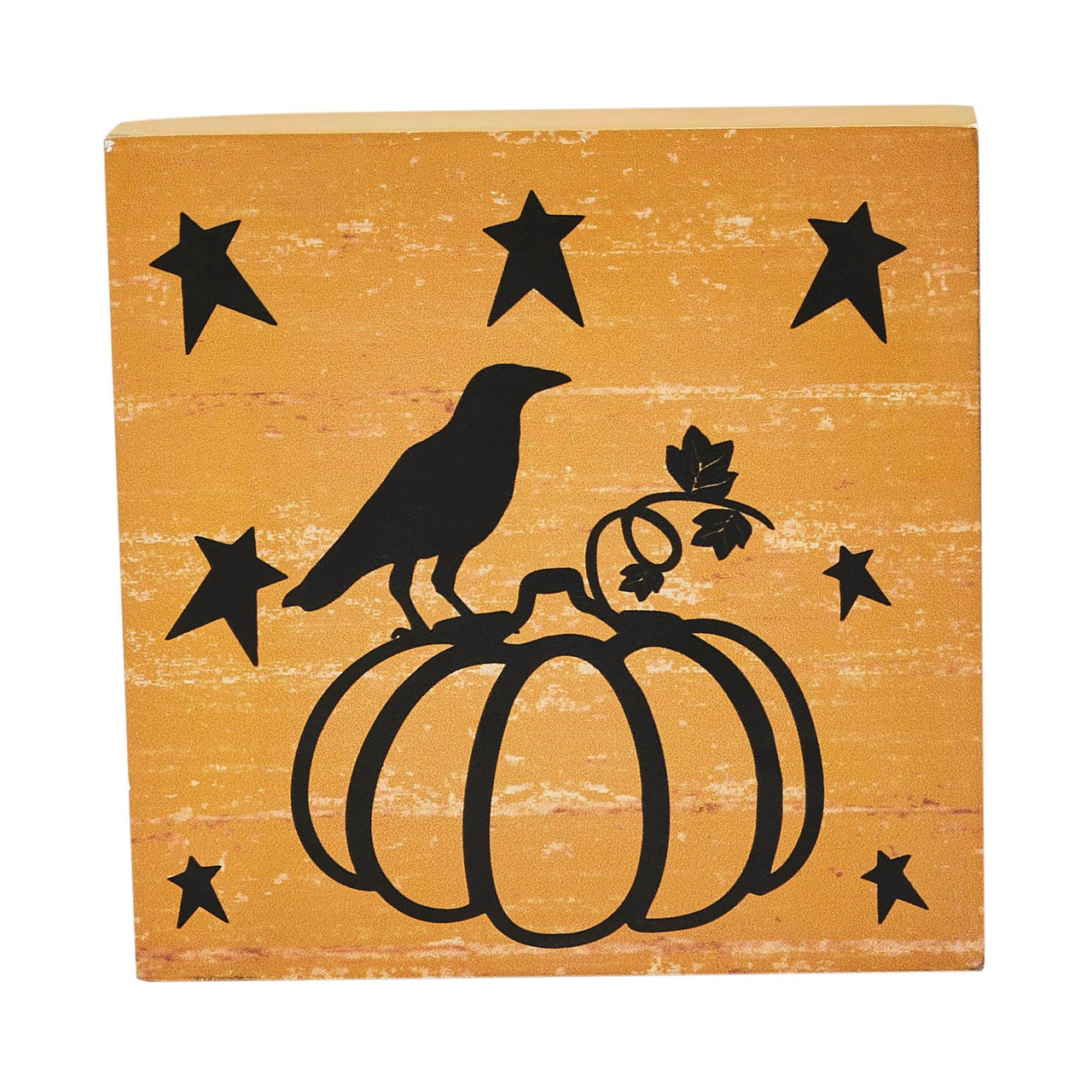Prim Stars Pumpkin Raven Mustard Base MDF Sign 5x5 - The Fox Decor