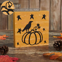 Prim Stars Pumpkin Raven Mustard Base MDF Sign 5x5 - The Fox Decor