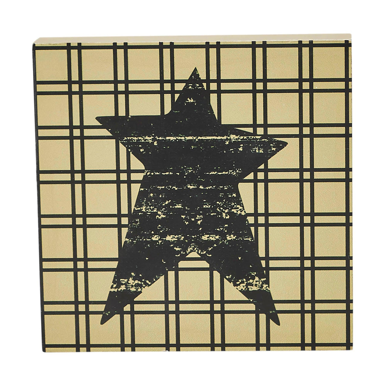Prim Black Star on Tan Base MDF Sign 5x5 - The Fox Decor