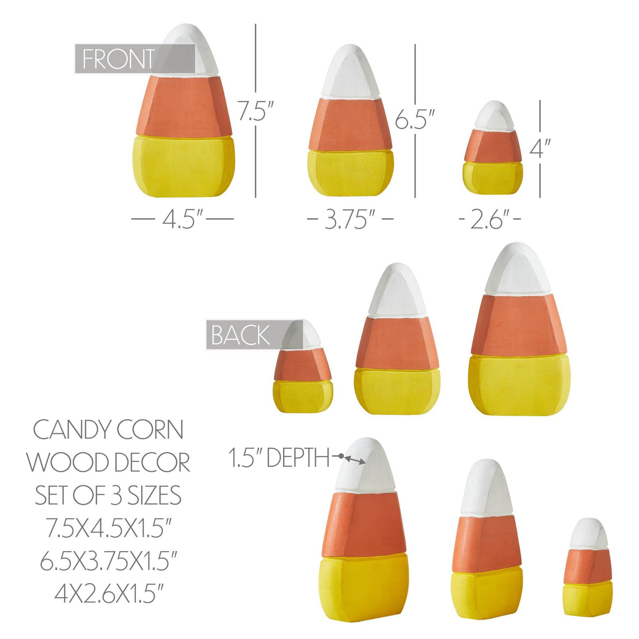 Candy Corn Wood Decor Set of 3 Sizes - The Fox Decor