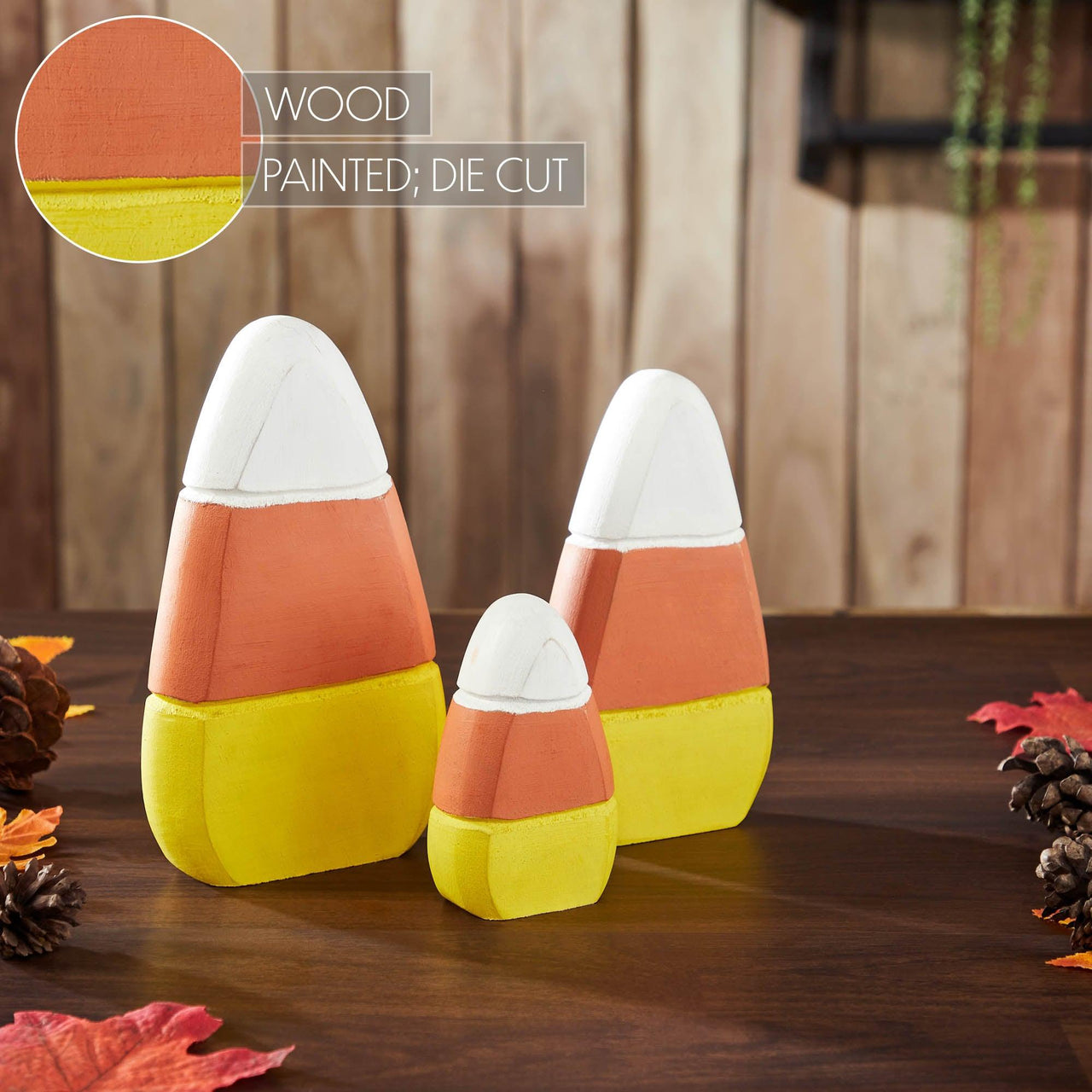Candy Corn Wood Decor Set of 3 Sizes - The Fox Decor