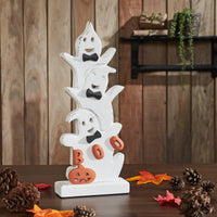 Ghost Stack BOO Wooden Figurine 16x6.5x2 - The Fox Decor