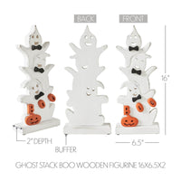 Ghost Stack BOO Wooden Figurine 16x6.5x2 - The Fox Decor