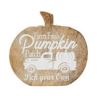 Farm Fresh Pumpkin Patch Pumpkin Shaped Wood Decor 6.25x6x1.25 - The Fox Decor