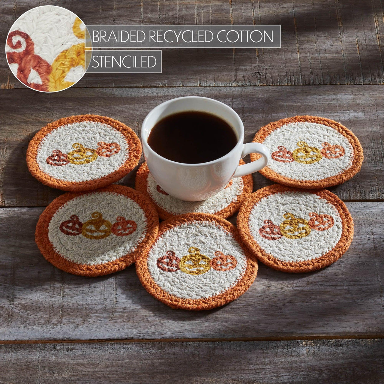 Country Halloween Stencil Coaster Set of 6 - The Fox Decor