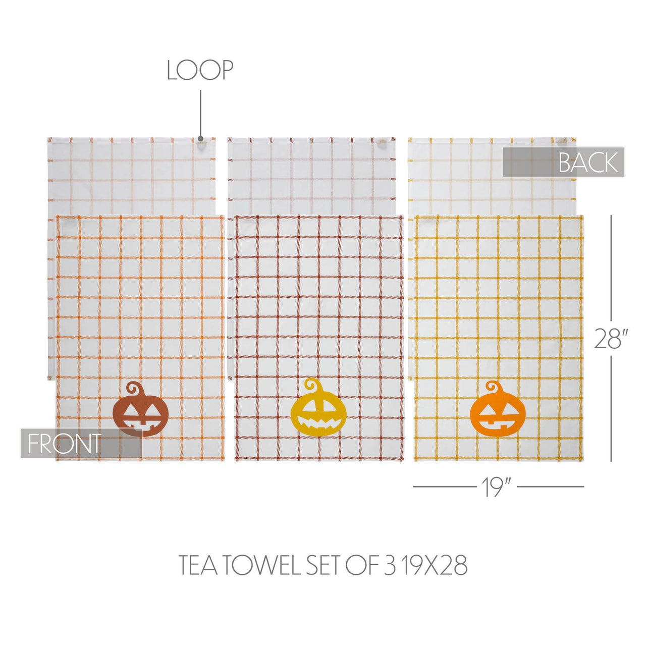 Country Halloween Tea Towel Set of 3 19x28 - The Fox Decor