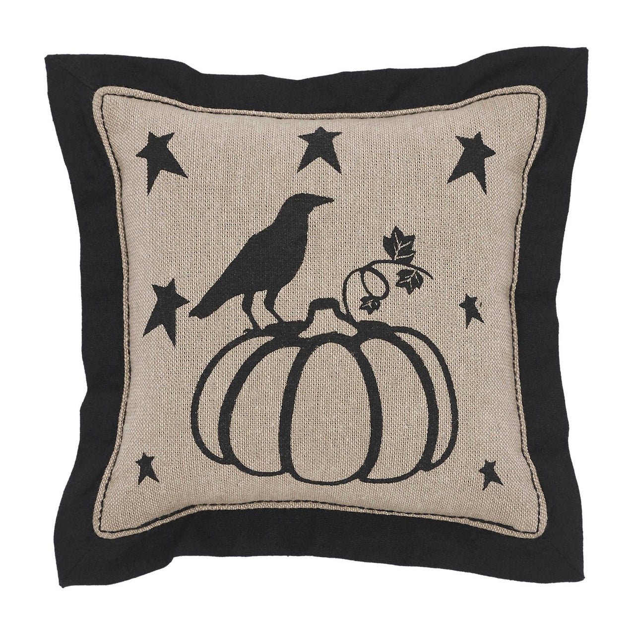 Raven Harvest Primitive Pumpkin Pillow 6x6 - The Fox Decor