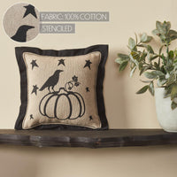 Raven Harvest Primitive Pumpkin Pillow 6x6 - The Fox Decor
