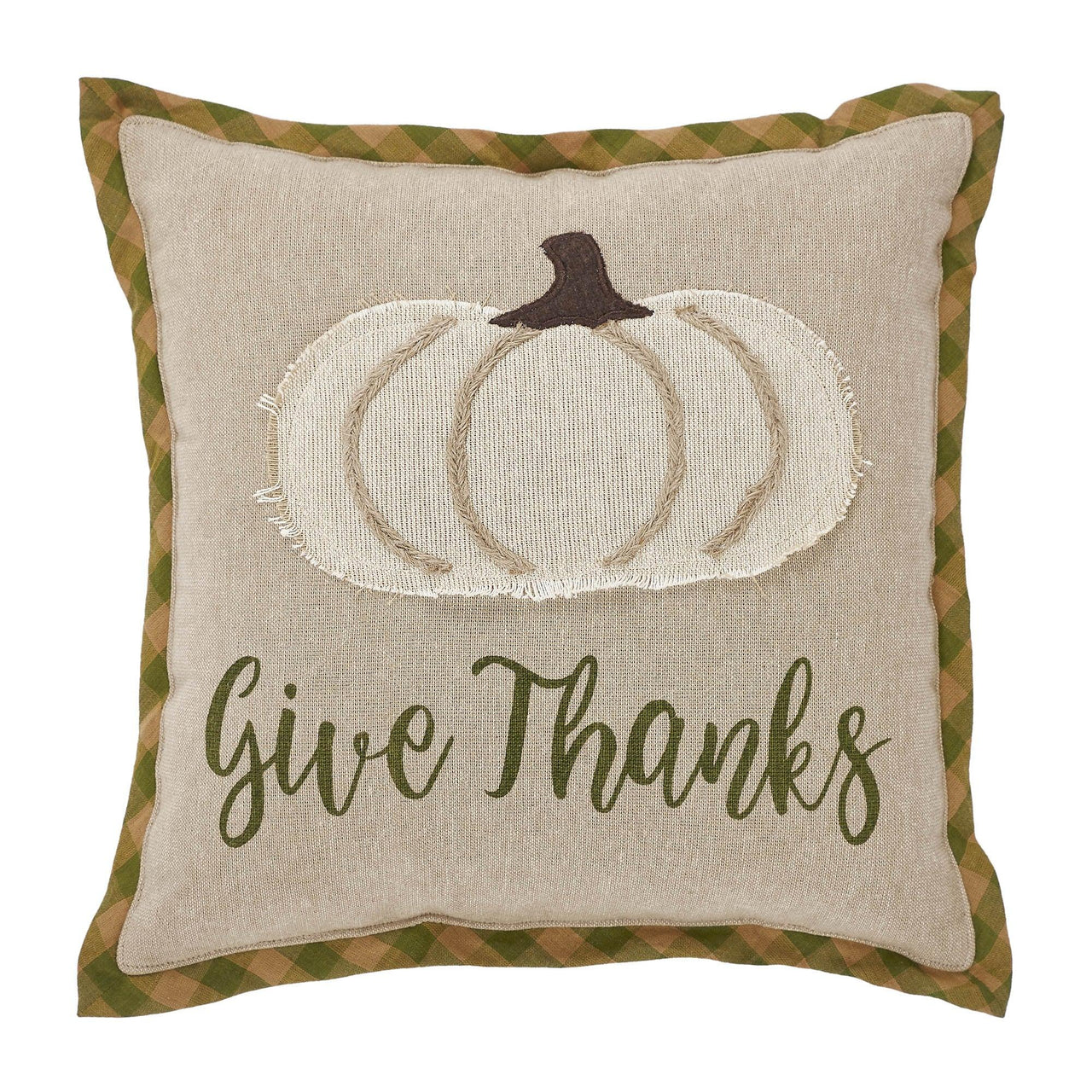 Harvest Blessings Applique Pumpkin Give Thanks Pillow 12x12 - The Fox Decor
