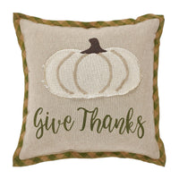 Harvest Blessings Applique Pumpkin Give Thanks Pillow 12x12 - The Fox Decor
