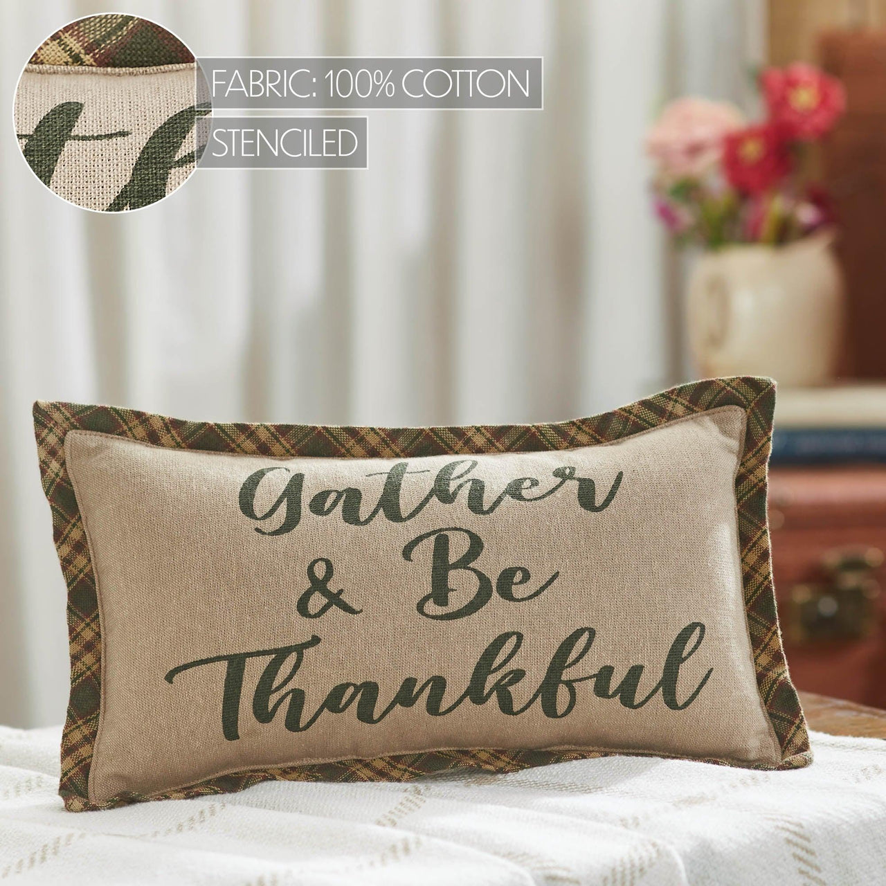 Harvest Blessings Gather & Be Thankful Pillow 7x13 - The Fox Decor