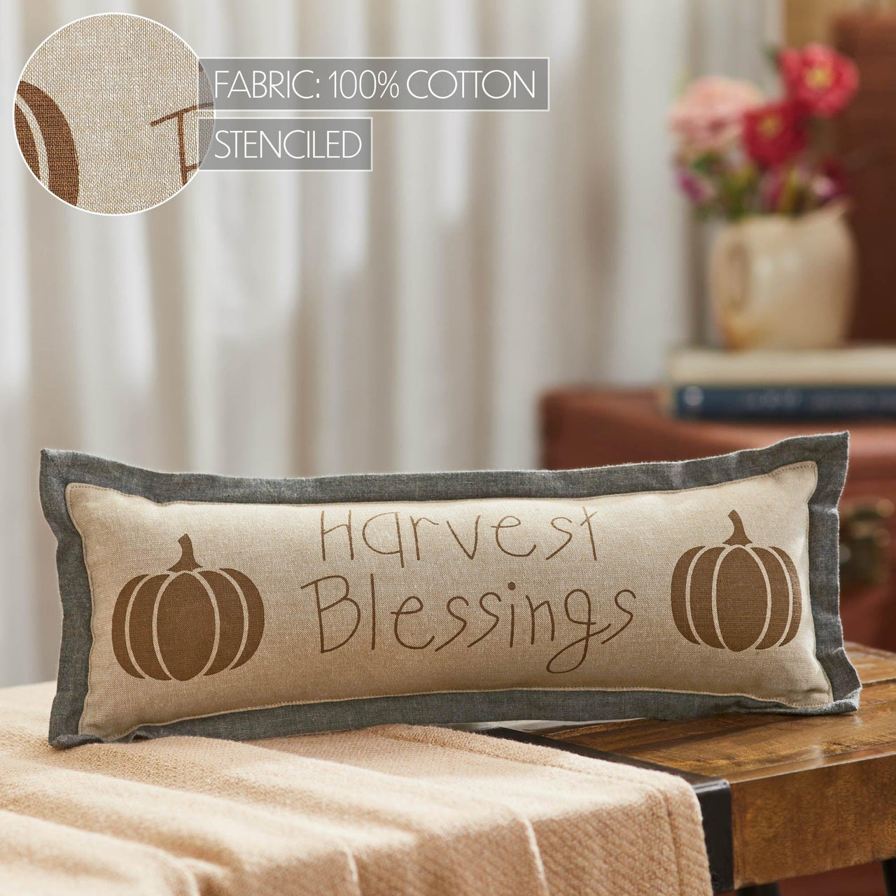 Harvest Blessings Pumpkin Pillow 5x15 - The Fox Decor