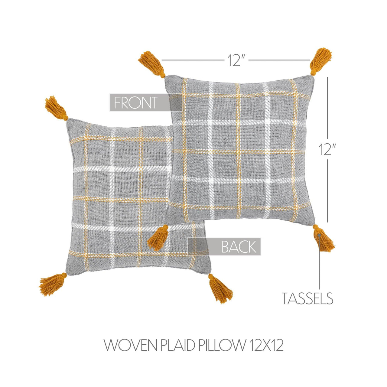 Harvest Blessings Woven Plaid Pillow 12x12 - The Fox Decor