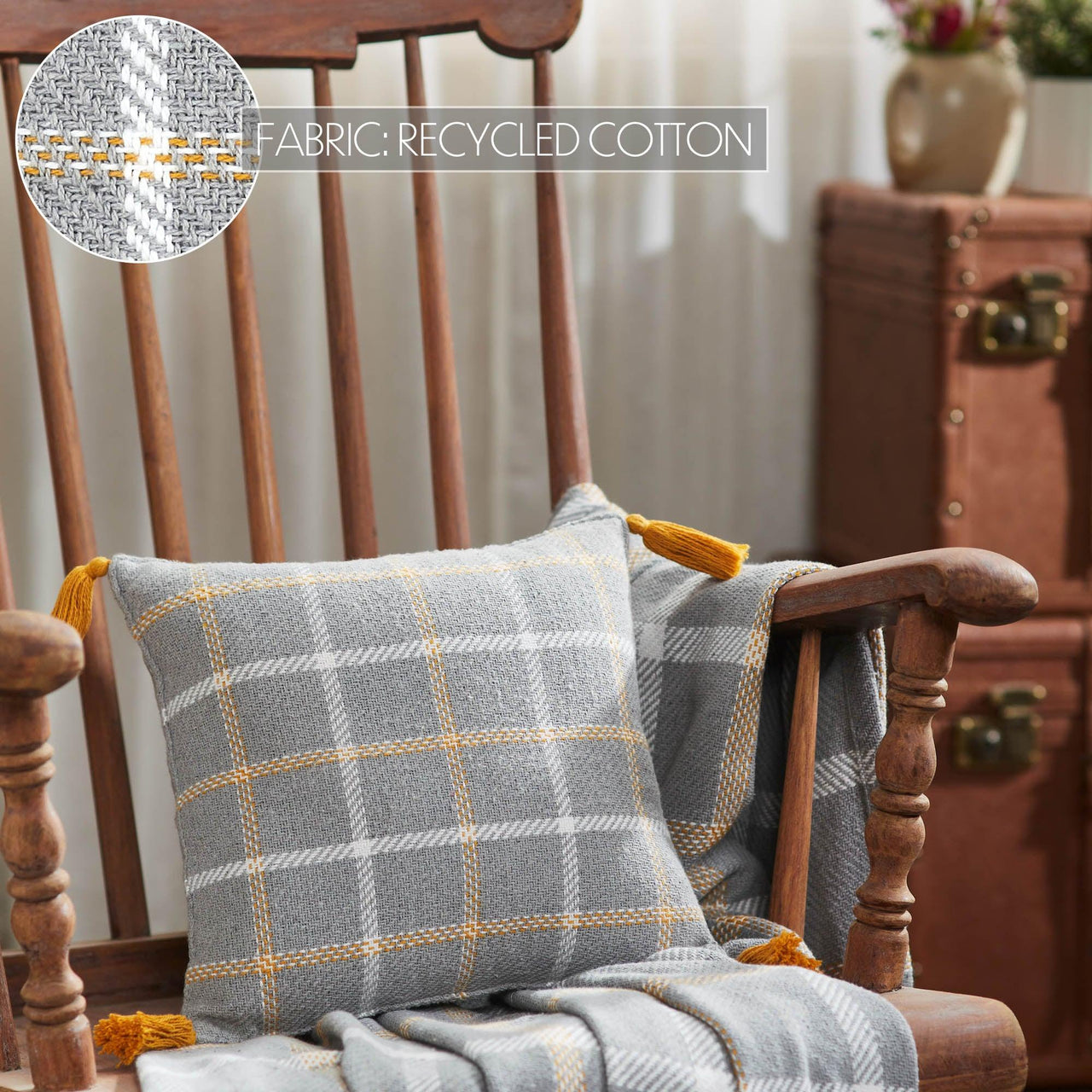 Harvest Blessings Woven Plaid Pillow 12x12 - The Fox Decor
