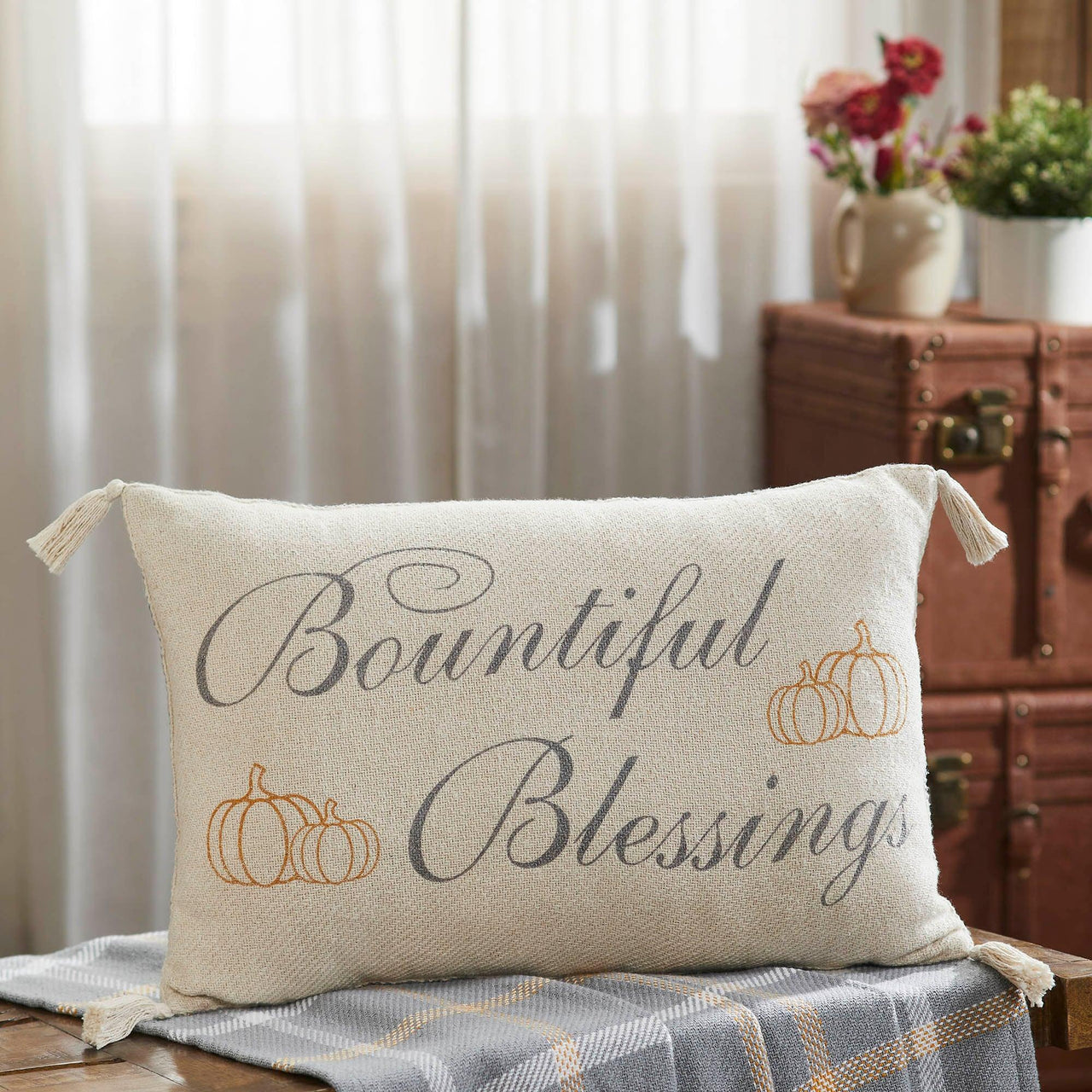 Harvest Blessings Bountiful Blessings Woven Pillow 14x22 - The Fox Decor