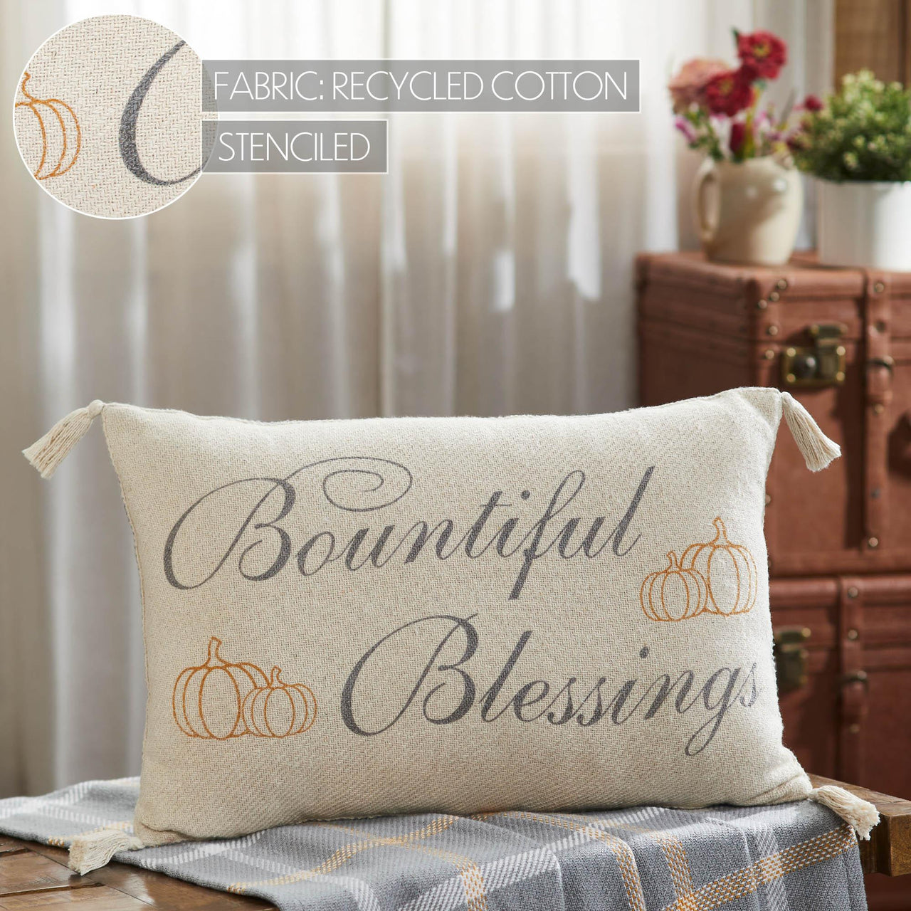 Harvest Blessings Bountiful Blessings Woven Pillow 14x22 - The Fox Decor
