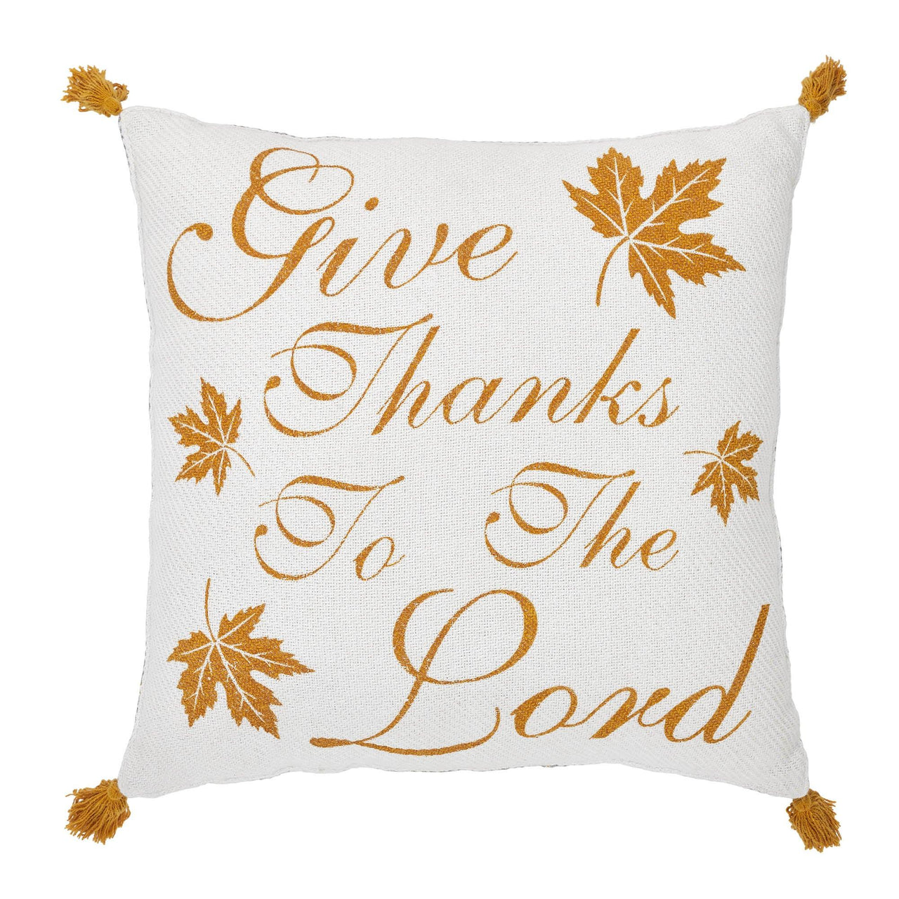 Harvest Blessings Give Thanks to the Lord Woven Pillow 18x18 - The Fox Decor
