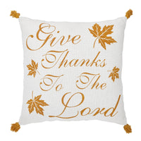 Harvest Blessings Give Thanks to the Lord Woven Pillow 18x18 - The Fox Decor