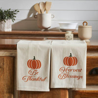 Harvest Blessings Pumpkin Tea Towel Set of 2 19x28 - The Fox Decor