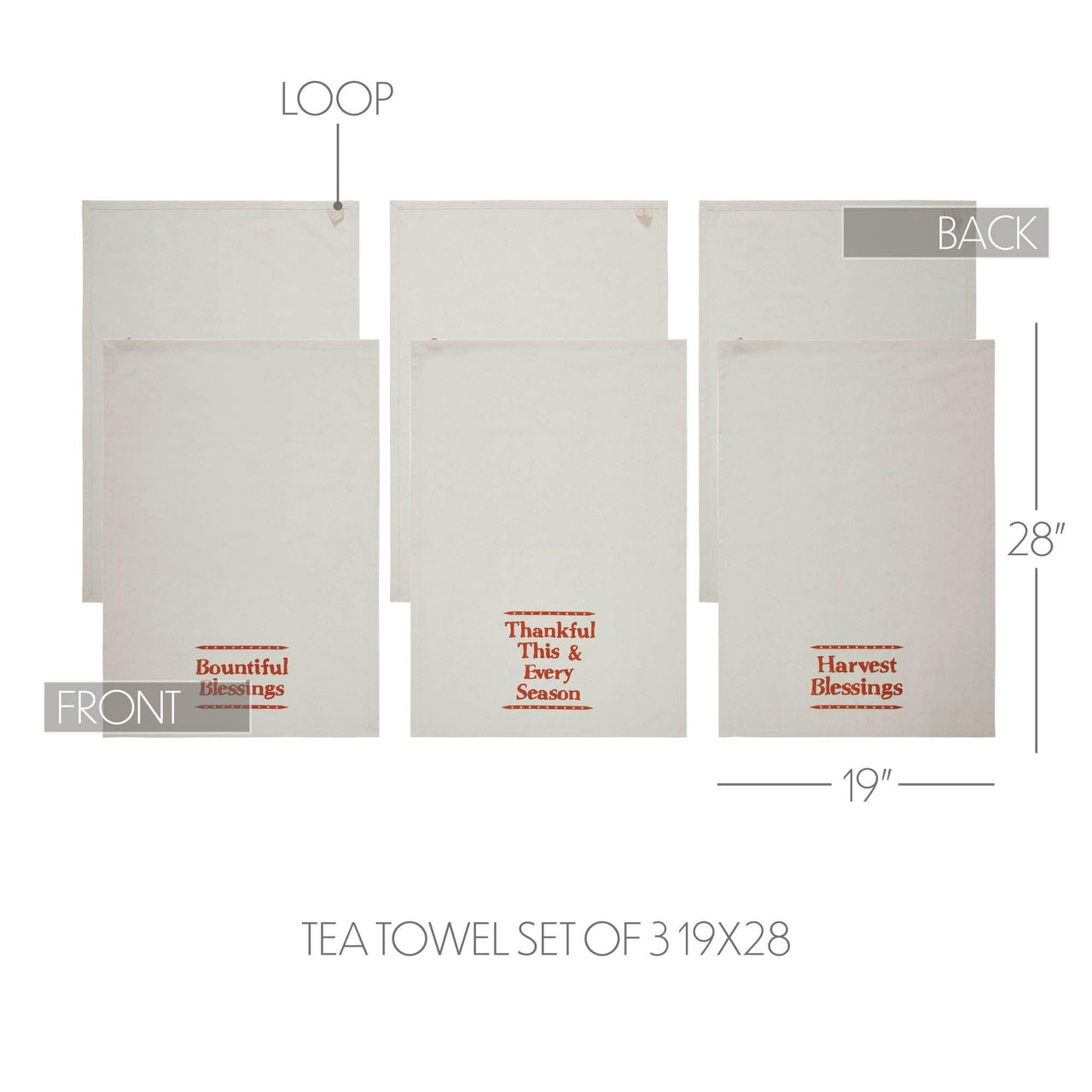 Harvest Blessings Tea Towel Set of 3 19x28 - The Fox Decor