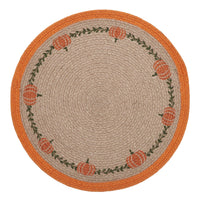 Harvest Blessings Natural Stencil Pumpkin Placemat 14 inch Diameter - The Fox Decor