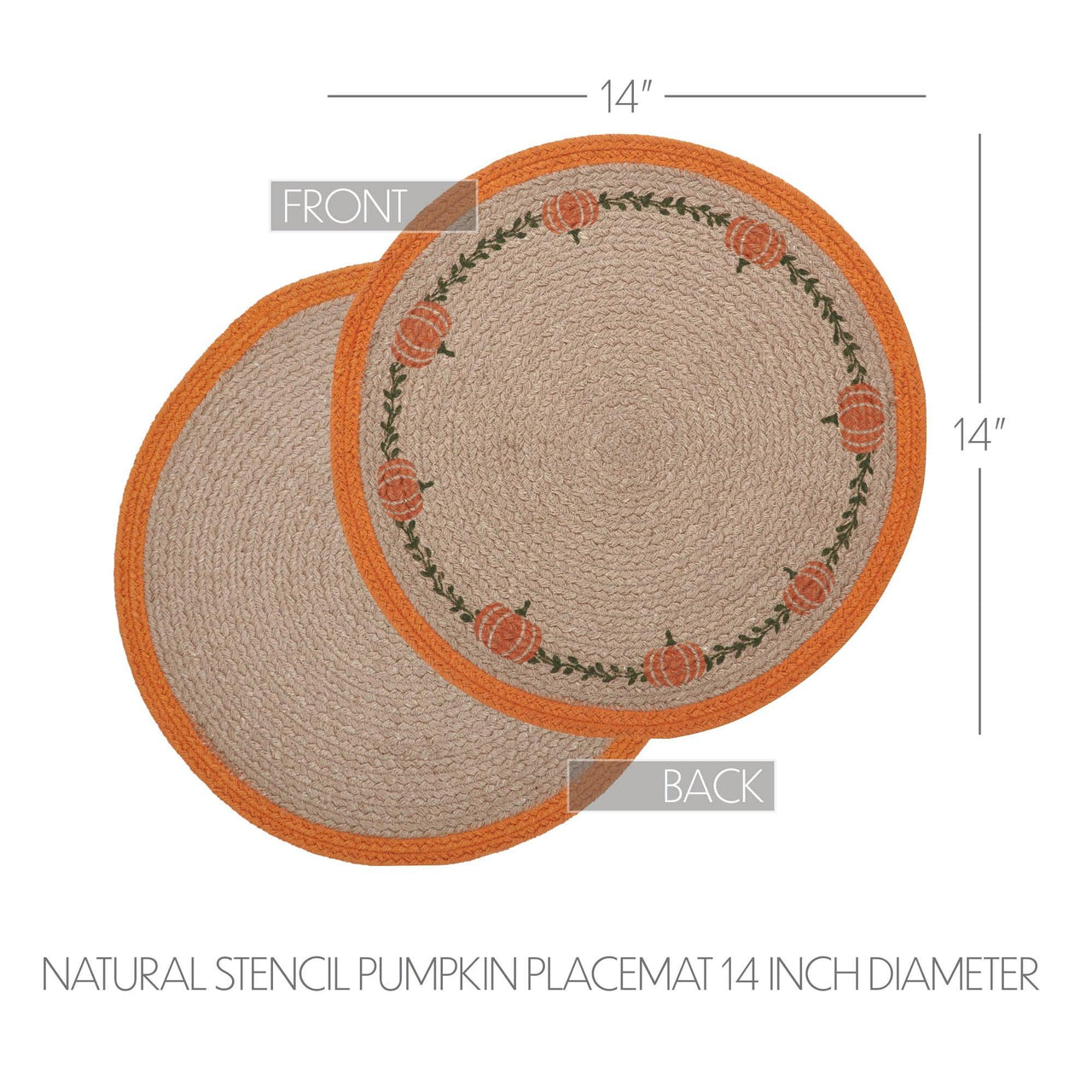 Harvest Blessings Natural Stencil Pumpkin Placemat 14 inch Diameter - The Fox Decor