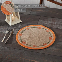 Harvest Blessings Natural Stencil Pumpkin Placemat 14 inch Diameter - The Fox Decor