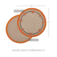 Harvest Blessings Natural Stencil Pumpkin Trivet 12 - The Fox Decor