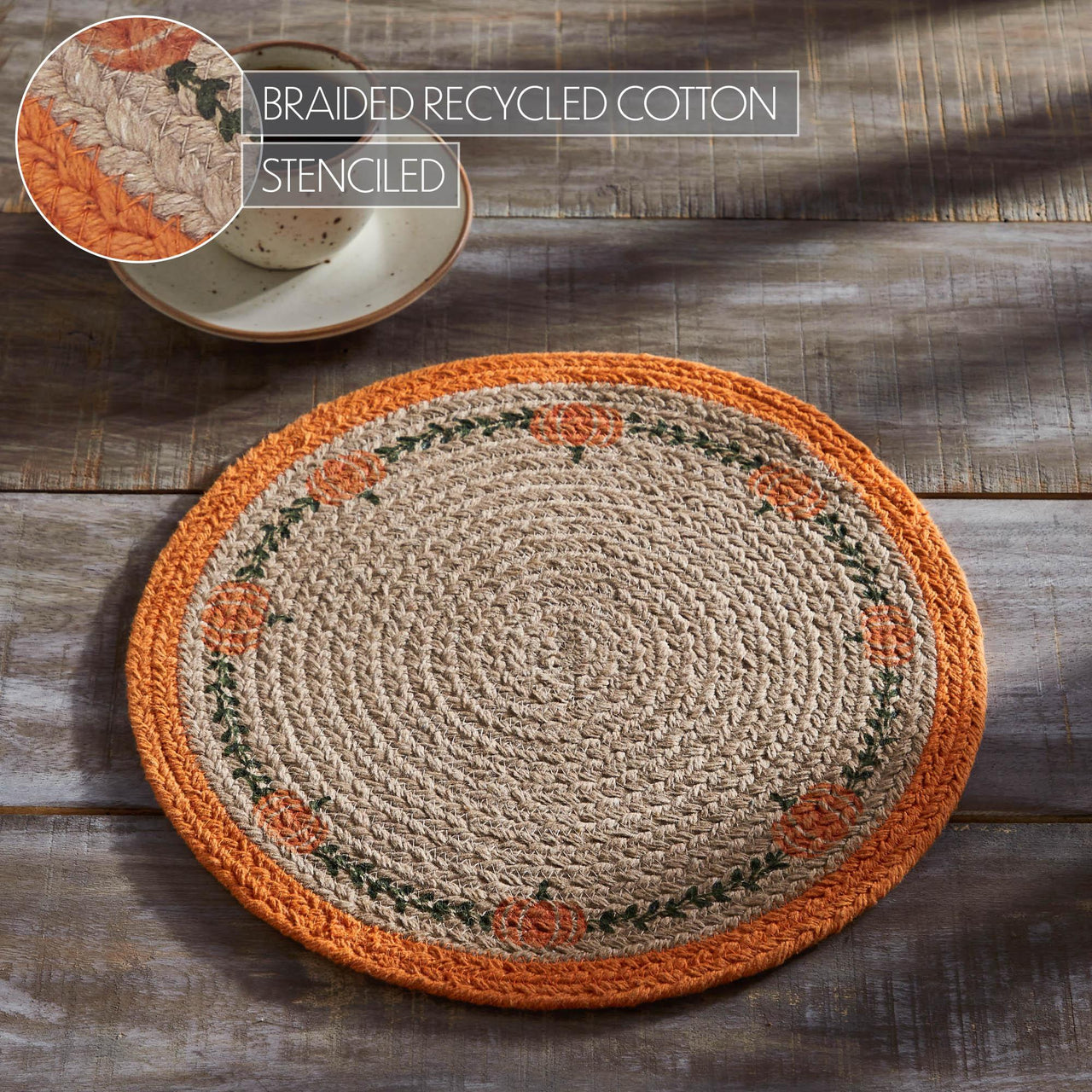 Harvest Blessings Natural Stencil Pumpkin Trivet 12 - The Fox Decor